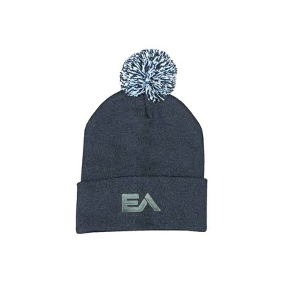 Knitted Beanie w/POM (Embroidered)