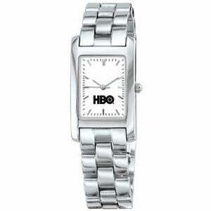 Unisex Silver Watch With Rectangular Dial