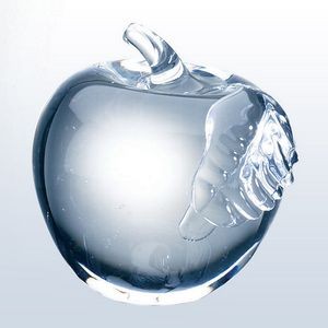 Molten Glass Apple With Clear Leaf