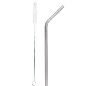 Stainless Steel Metal Bent Straw and cleaning brush