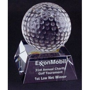 3" Golf Ball Crystal Award - 3-1/2"x3-1/2"x4-1/2"