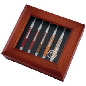 7-1/4"x6-1/2"x2" Deluxe 5 Pen Wooden Gift Box Set