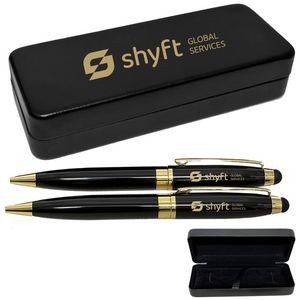 Brass Ballpoint Stylus Pen and Mechanical Pencil Box Set