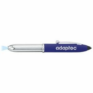 3-in1 LED Light Ballpoint Pen With Blue Cap And PDA Stylus Tip