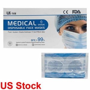 Individual Poly Bag Disposable 3-Ply Protective Face Mask