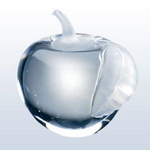 Molten Glass Apple With Frosted Leaf