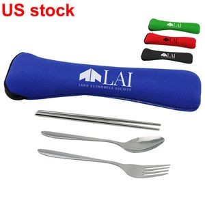 Stainless Steel Reusable Travel Flatware Utensil Set in Pouch