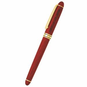 Wooden Rosewood Cap Off Roller Ball Pen With Gold Trim