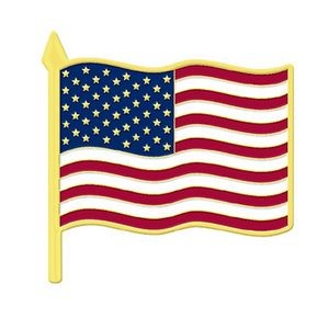 Wavy U.S. Flag Metal Lapel Pin - 3/4"