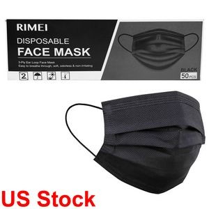 Disposable 3-Ply Protective Face Mask - Black
