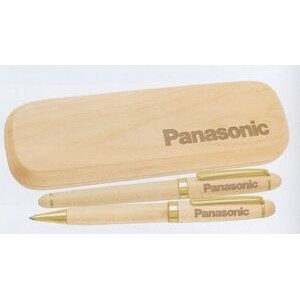 Maple Wood Rollerball / Ballpoint Pen Set With Box