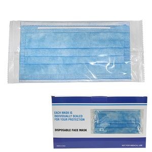 Individual Poly Bag Disposable 3-Ply Protective Face Mask with Ear Loops