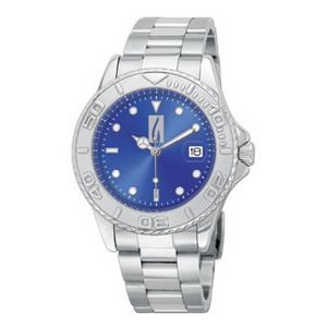 Unisex Stainless Steel Watch With Date And Blue Dial