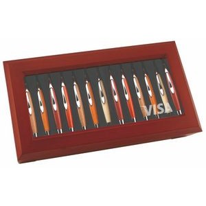 12 1/4"L x 6 1/2"W x 2 5/16"H Deluxe 12 Pen Wooden Gift Box Set