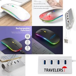 iBank(R) 4 Port USB Aluminum Hub + LED Wireless Mouse (White)