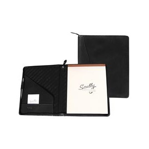 Nappa Leather Letter Size Padfolio w/Zippered Closure