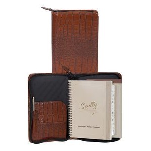 Embossed Leather Zip Around Wired Weekly Planner