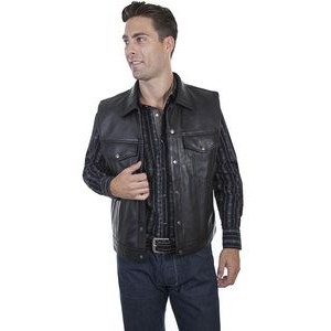 Men's Leather Concealed Carry Jean Vest