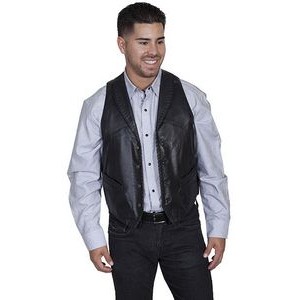 Men's Whip Stitch Leather Lapel Vest