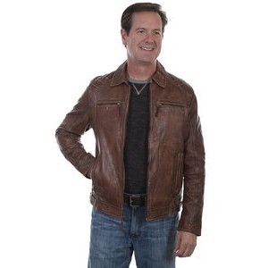 Men's Zip Front Leather Jacket