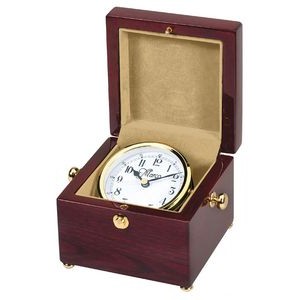 Rosewood Piano Finish Desk Clock with Cover, 5"Sq. x 4"H