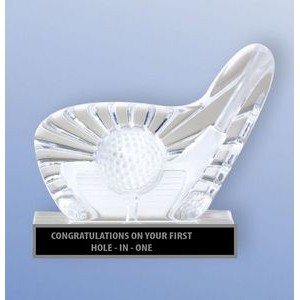 Crystal Ice Golf Award Series with Driver Club with Ball on Tee, 6"x 7"