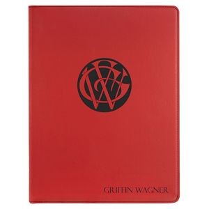 Red 9-1/2" x 12" Portfolio with Notepad, Laserable Leatherette