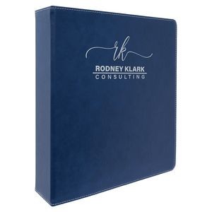 Blue-Silver 3-Ring Binder, Leatherette Laserable 11-1/2" x 11-1/2"