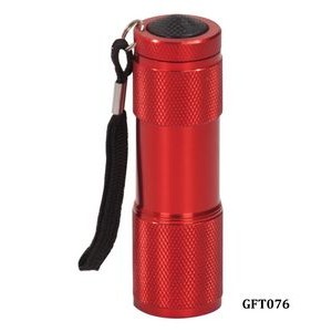Red 9-LED Laserable Flashlight with Strap, 3-3/8"L