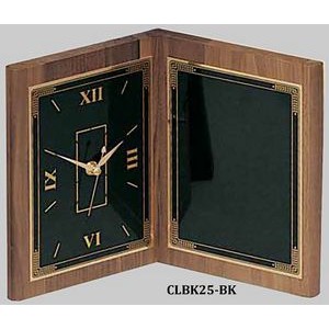 Genuine Walnut Book Clock, 12-1/2"x9-1/2"H