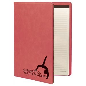 Pink 9-1/2" x 12" Portfolio with Notepad, Laserable Leatherette