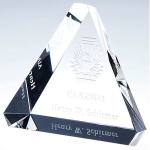Optical Crystal Beveled Triangle Paperweight