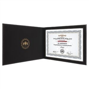 9" x 12" Black/Gold Laserable Leatherette Certificate Holder
