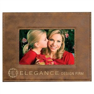 4" x 6" Rustic/Gold Laserable Leatherette Picture Frame