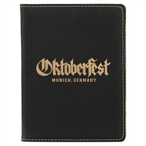 Black-Gold Laserable Leatherette Passport Holder, 4-1/4" x 5-1/2"