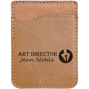 Light Brown Leatherette Phone Wallet, Laserable, 2-3/8