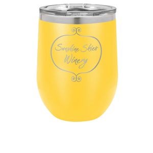 12 Oz. Yellow Polar Camel Stemless Wine Glass w/Clear Lid