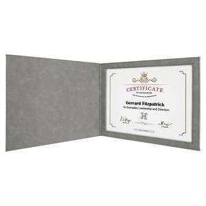 9" x 12" Gray Laserable Leatherette Certificate Holder
