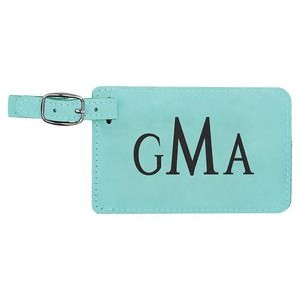 Luggage Tag, Laserable Teal Leatherette 4-1/4" x 2-3/4"