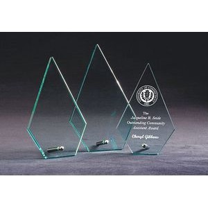 Beveled Arrowhead Jade Glass Award with Aluminum Pole, Small (4-3/4