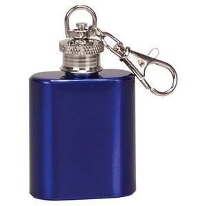 1 Oz. Gloss Blue Flask Keychain
