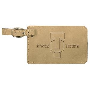 Luggage Tag, Laserable Light Brown Leatherette 4-1/4" x 2-3/4"