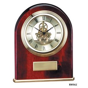 Rosewood Piano Finish Mantel Clock with Gold Accents, 8