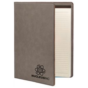 Gray 9-1/2" x 12" Portfolio with Notepad, Laserable Leatherette