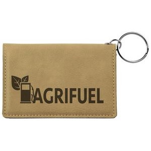 Light Brown Laserable Leatherette Keychain ID Holder