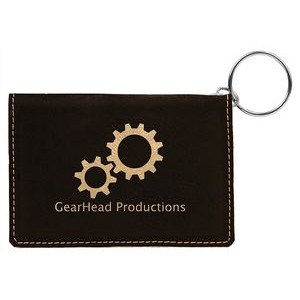 Black-Gold Laserable Leatherette Keychain ID Holders