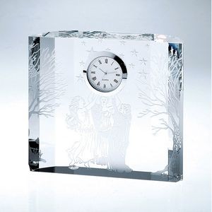 Optical Crystal Fantasy Block Clock, 5"x4-1/2"H