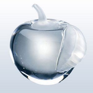 Molten Glass Apple Paperweight with Frosted Leaf, 2-7/8