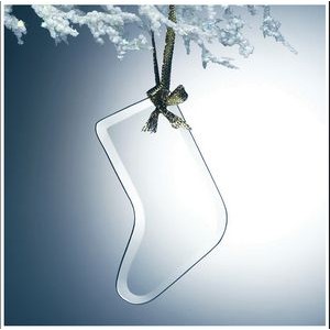 Jade Glass Beveled Ornament, Stocking, 2-7/8