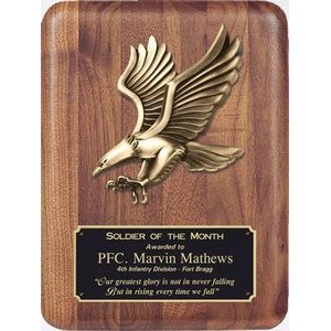 American Walnut Finish Plaque with Cast Metal Eagle, 8